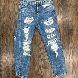 American Eagle Outfitters Ripped Blue Ankle Jeans